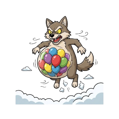 Wolf mit Luftballons